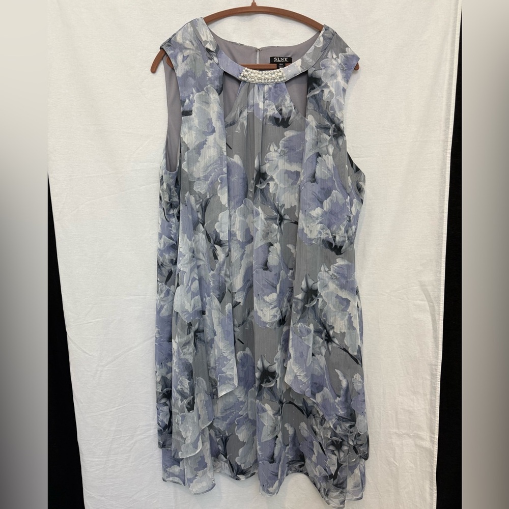 Floral Sleeveless Dress with Beaded Neckline